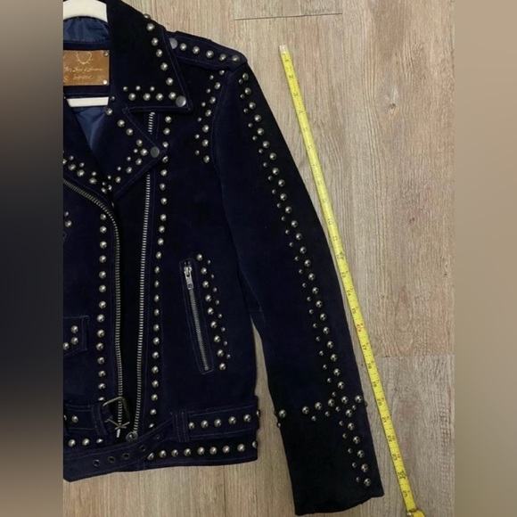 For Love and Lemons Jacket suede navy studded - Picture 7 of 9